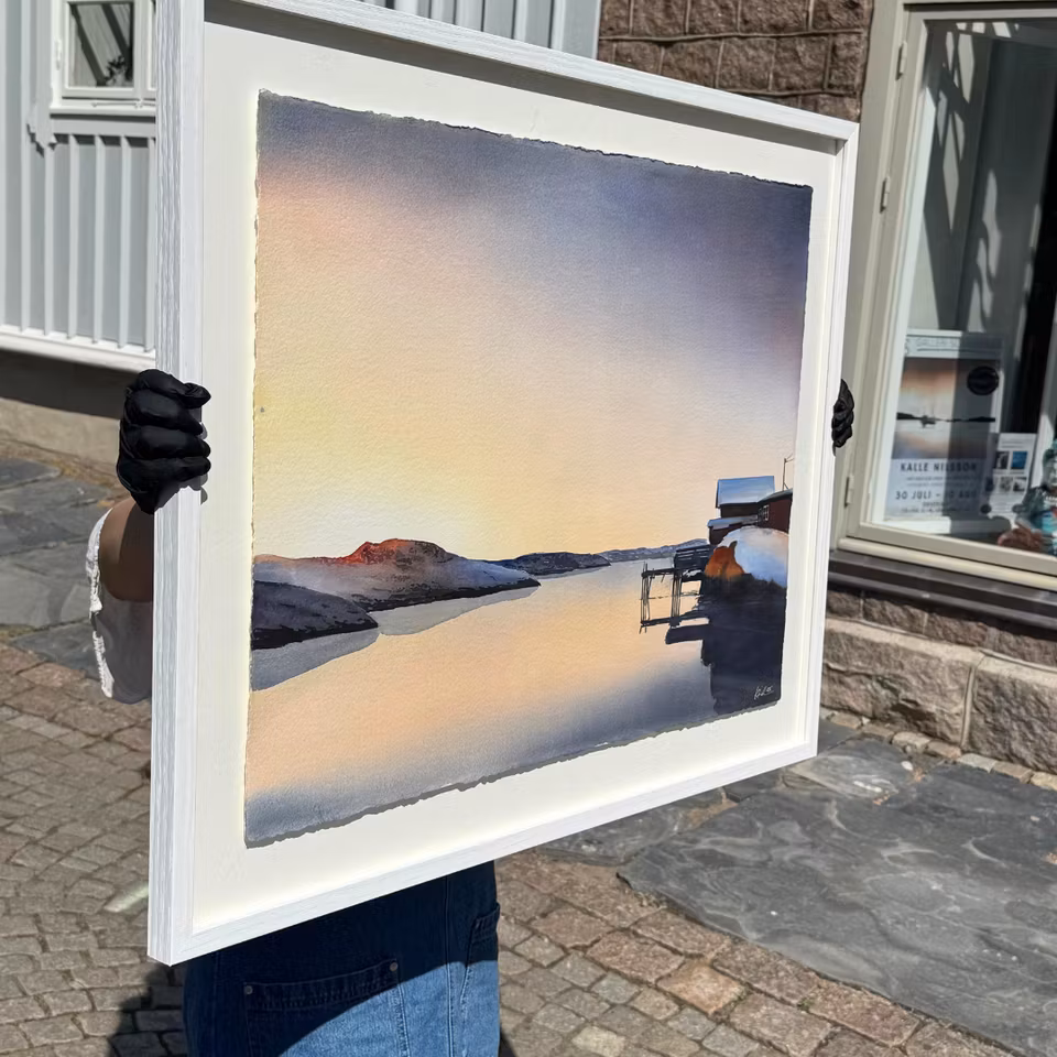 'Björholmen', Akvarell av Kalle Nilsson, 93x73 cm