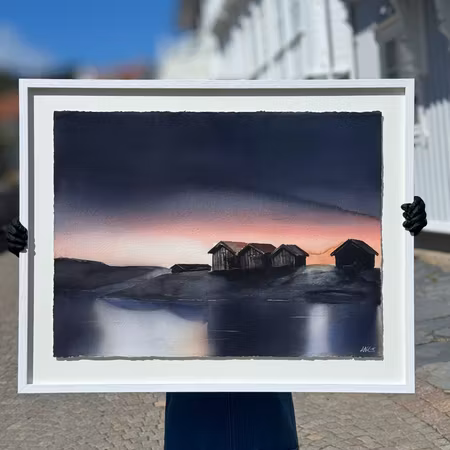 'Bodarna', Akvarell av Kalle Nilsson, 93x73 cm