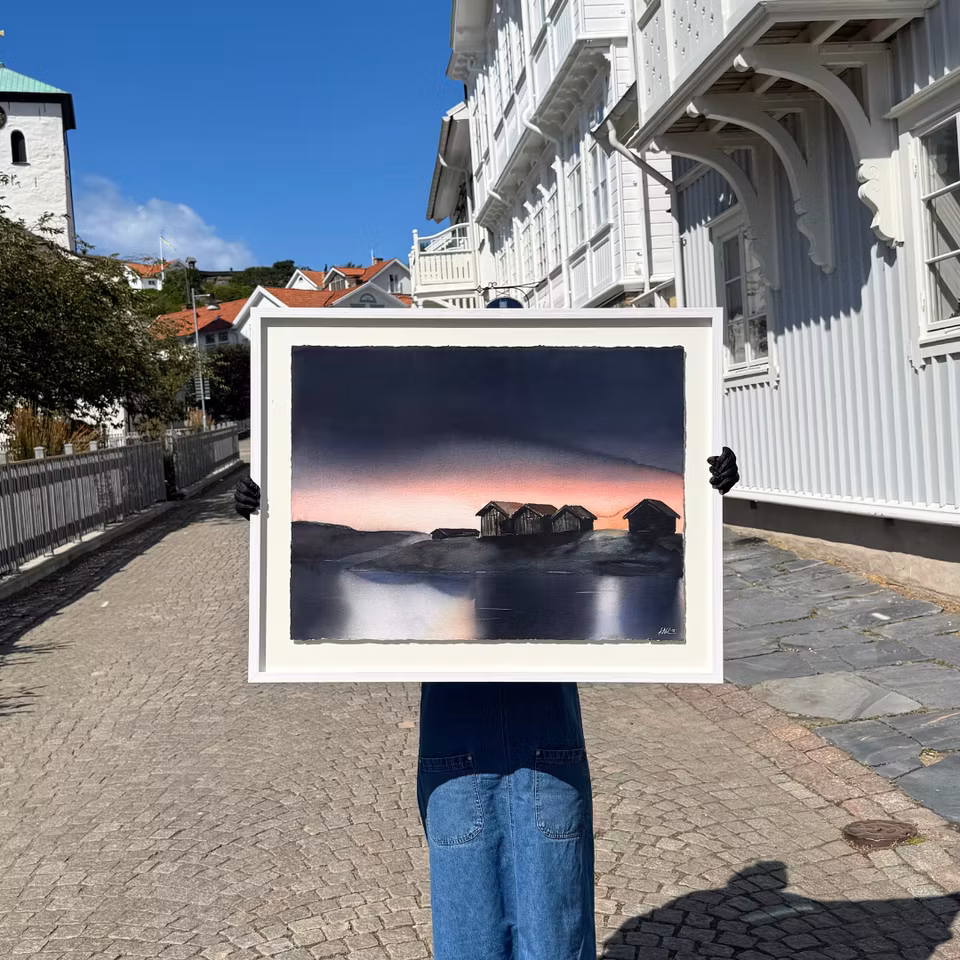 'Bodarna', Akvarell av Kalle Nilsson, 93x73 cm