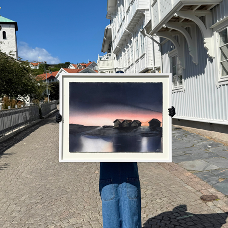 'Bodarna', Akvarell av Kalle Nilsson, 93x73 cm