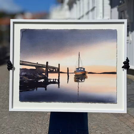 'Halsvik', Akvarell av Kalle Nilsson, 93x73 cm