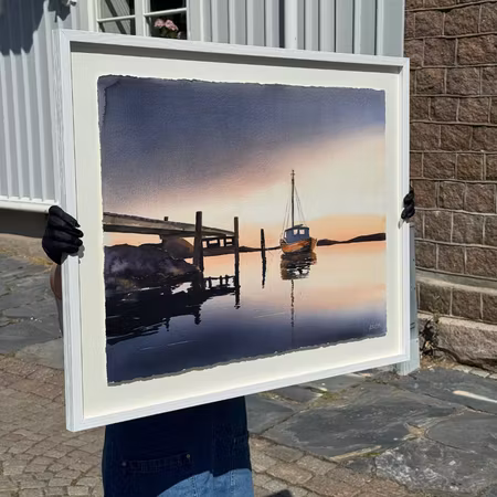 'Halsvik', Akvarell av Kalle Nilsson, 93x73 cm