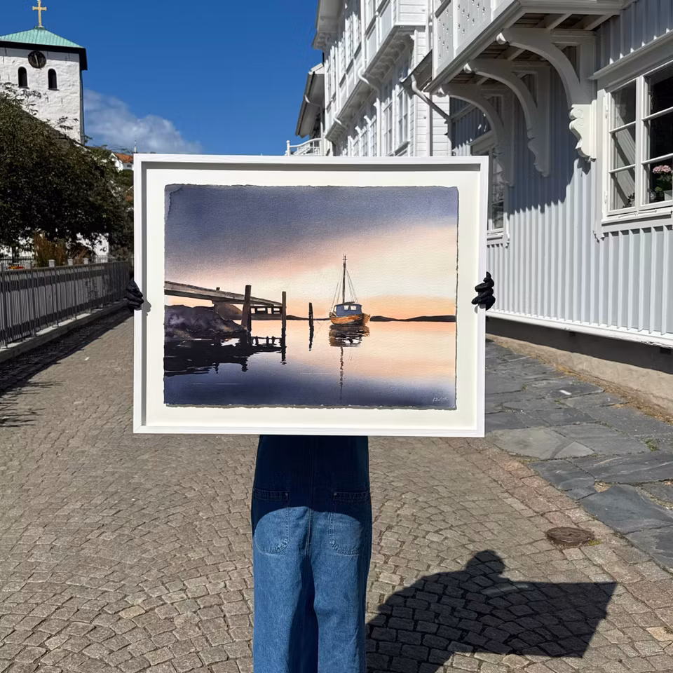 'Halsvik', Akvarell av Kalle Nilsson, 93x73 cm