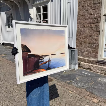 'Kvällssol i Fjällbacka', Akvarell av Kalle Nilsson, 93x73 cm