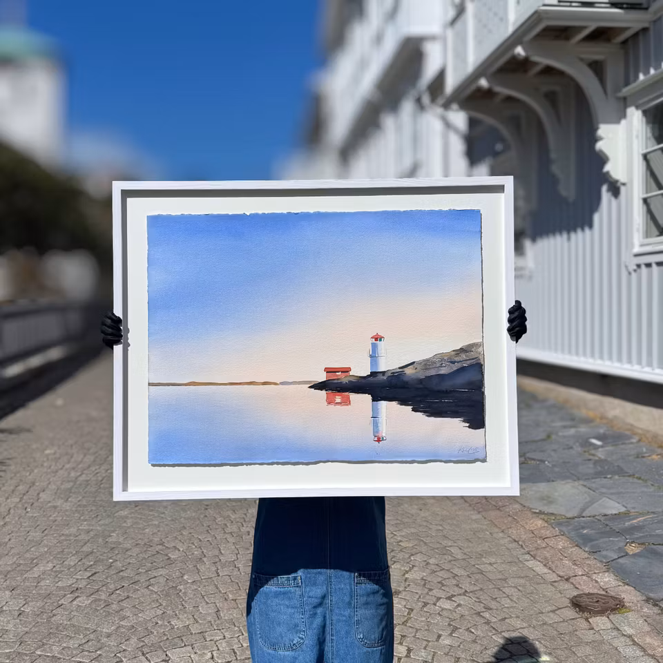 "Mollösund", Akvarell av Kalle Nilsson, 93x73 cm