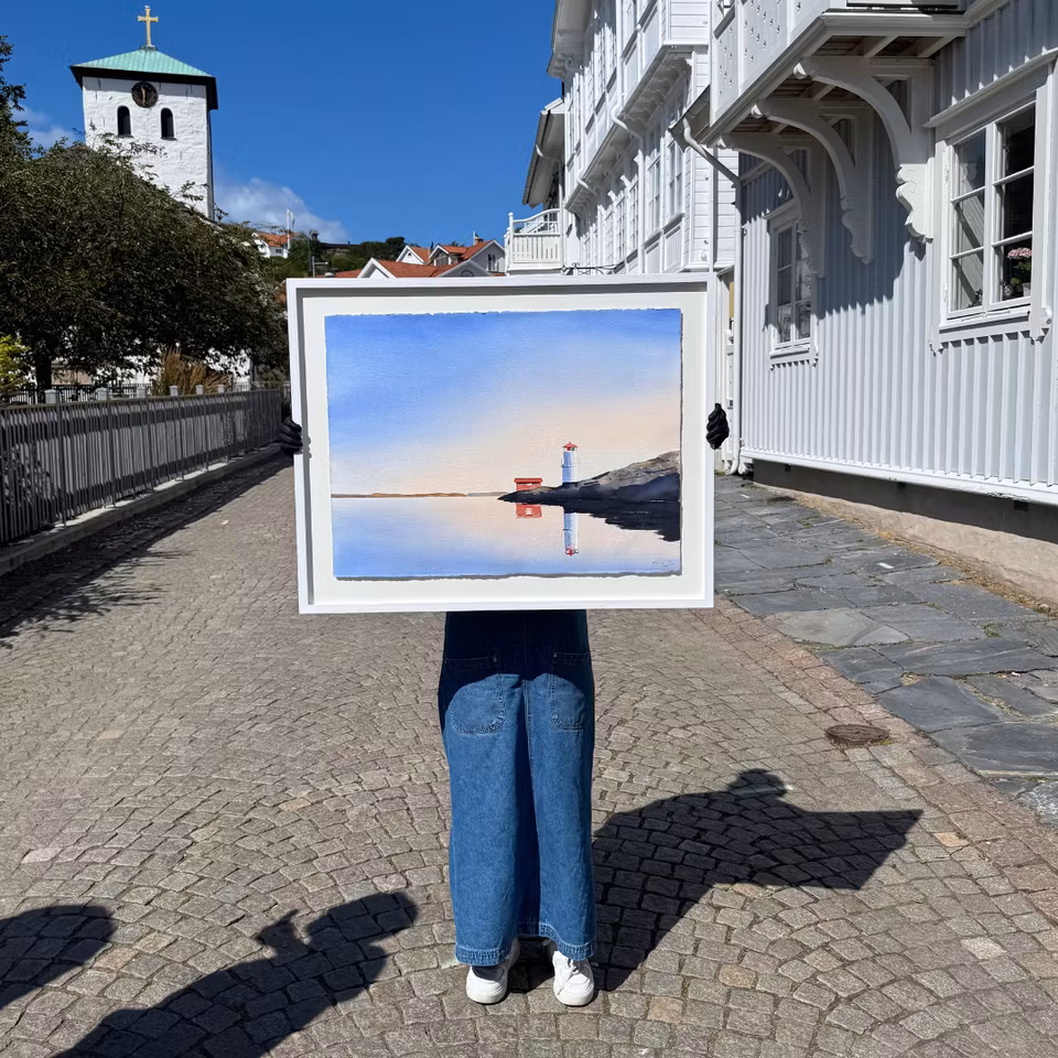 "Mollösund", Akvarell av Kalle Nilsson, 93x73 cm