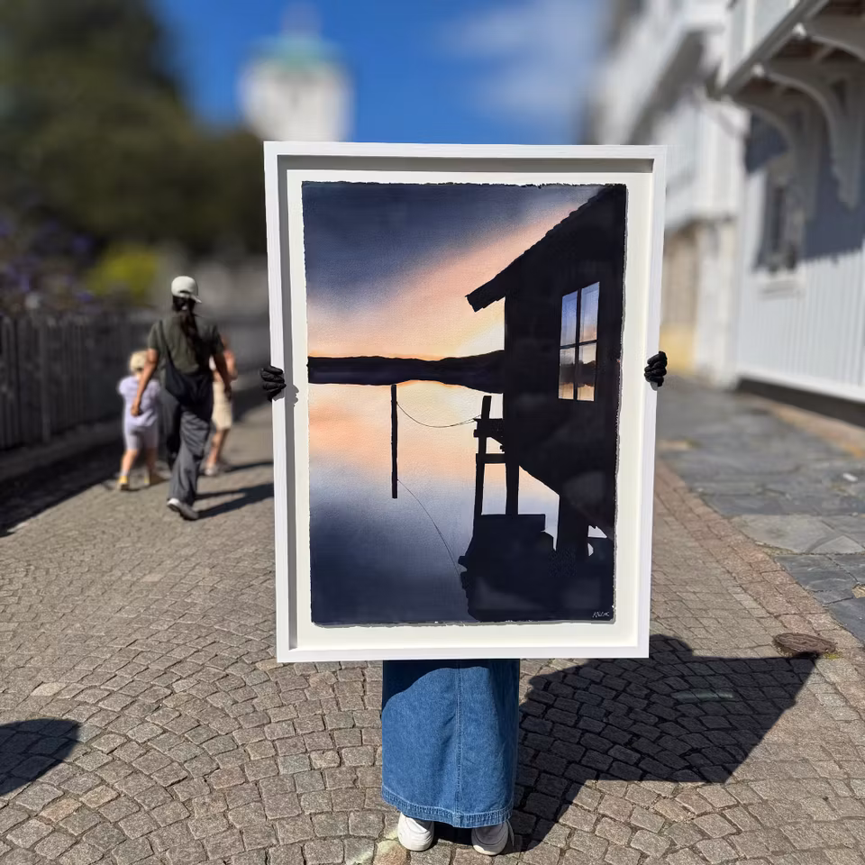 'Se där ute i väst', Akvarell av Kalle Nilsson, 94x124 cm