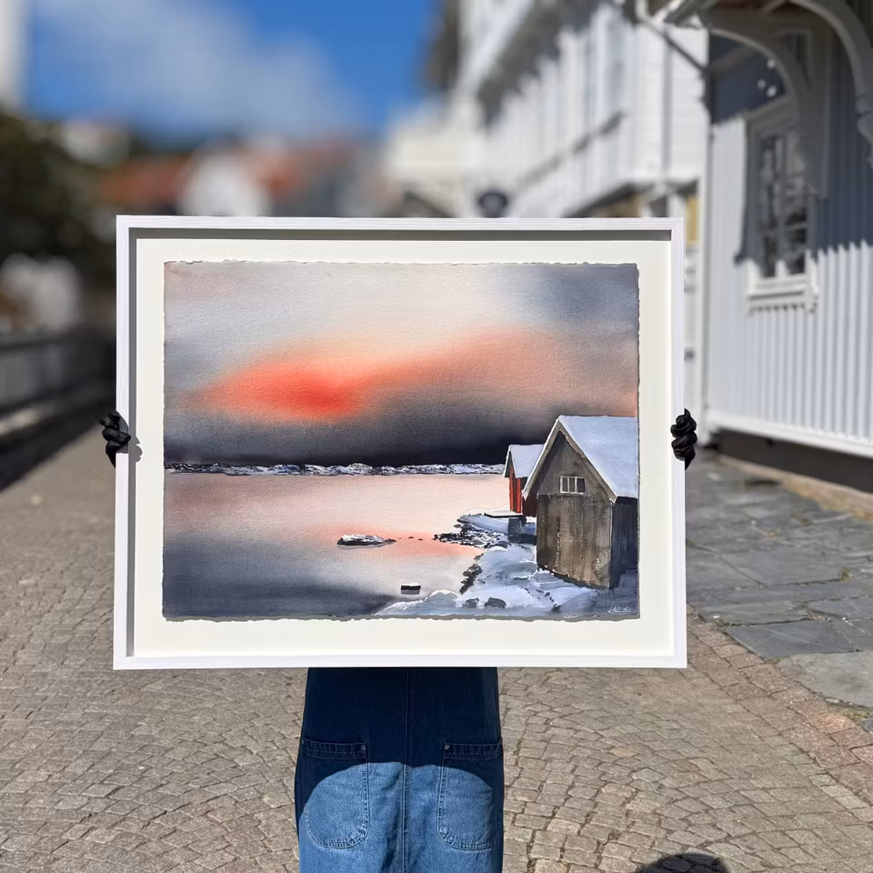 'Stillhet', Akvarell av Kalle Nilsson, 93x73 cm