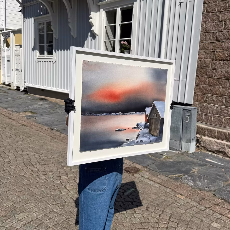 'Stillhet', Akvarell av Kalle Nilsson, 93x73 cm