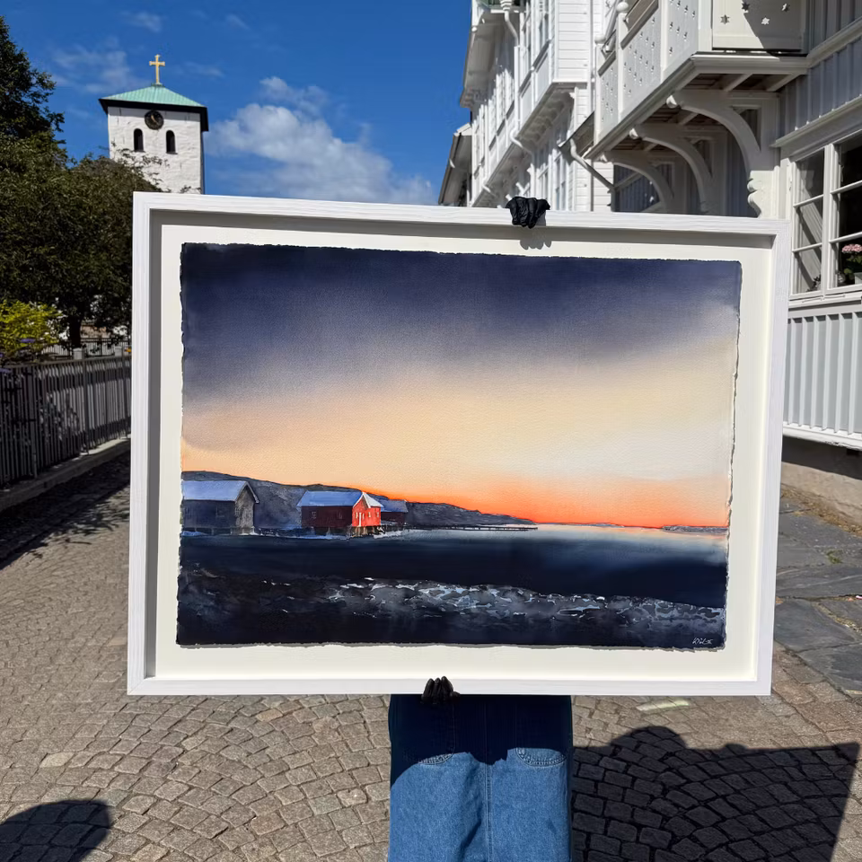 'Tegelstrand 2', Akvarell av Kalle Nilsson, 124x94 cm