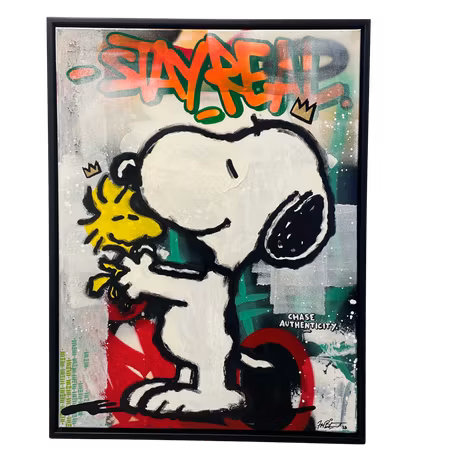 'Stay Real', Blandteknik på duk av Mike Blomqvist, 64x84 cm