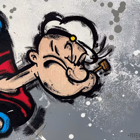 "Blow me down", Blandteknik på duk av Mike Blomqvist, 54x54 cm