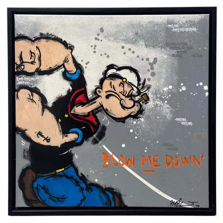 'Blow me down', Blandteknik på duk av Mike Blomqvist, 54x54 cm