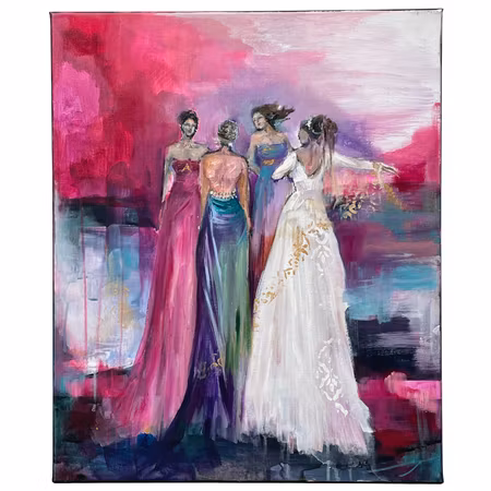 'Under rosa himmel', Akryl på linneduk av Anna-Lena Johansson, 53x64 cm