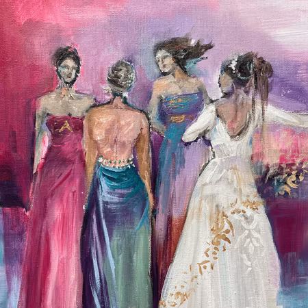 'Under rosa himmel', Akryl på linneduk av Anna-Lena Johansson, 53x64 cm