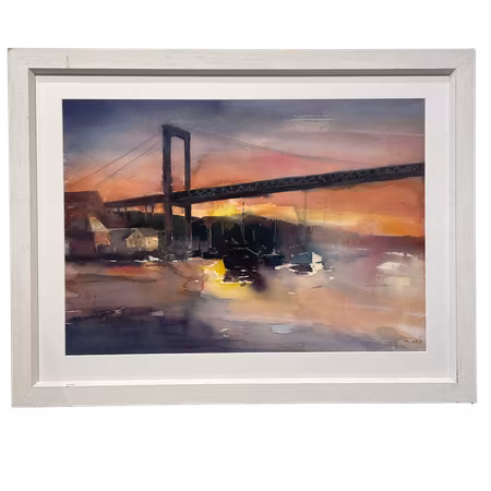 "Älvsborgsbron", Akvarell av John Ma, 94x72 cm