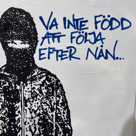 'Jag bestämde mig för längesen..', Blandteknik på duk av Hellstrom Street Art, 100x100 cm