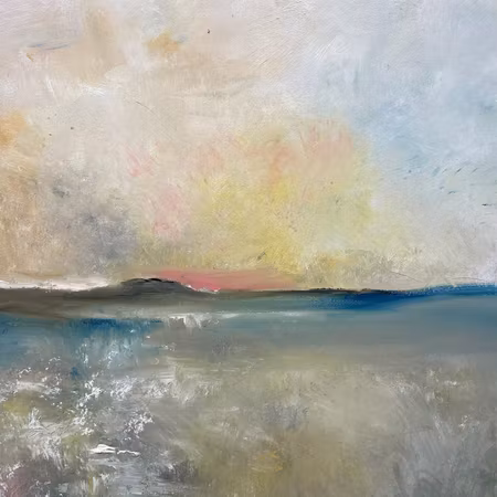 Morgonrodnad - olja på duk av Lo Fehrling 100x100 cm