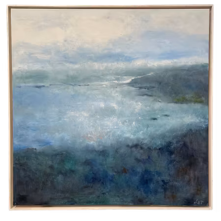 'Early Fog', Olja på duk av Lo Fehrling, 104x104 cm