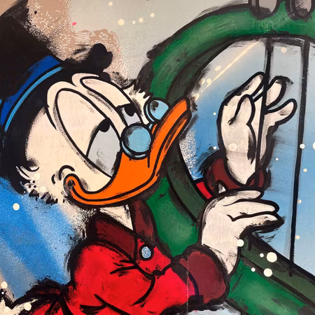 "Sounds Good", Blandteknik på träpanel av Mike Blomqvist, 120x60 cm