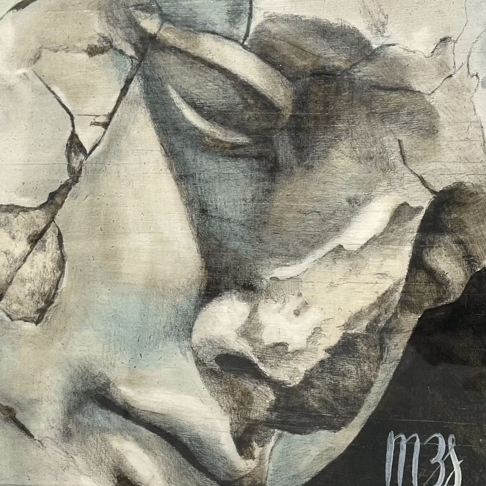 'Study 1', Akryl på duk av Marta Bies, 33x33 cm