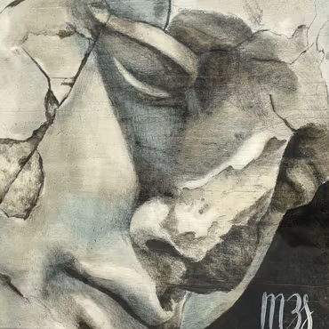 'Study 1', Akryl på duk av Marta Bies, 33x33 cm