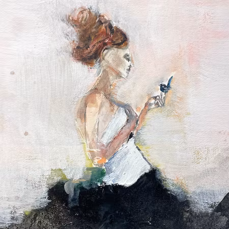 'Tidlös Grace', Akryl på duk av Anna-Lena Johansson, 37x50 cm