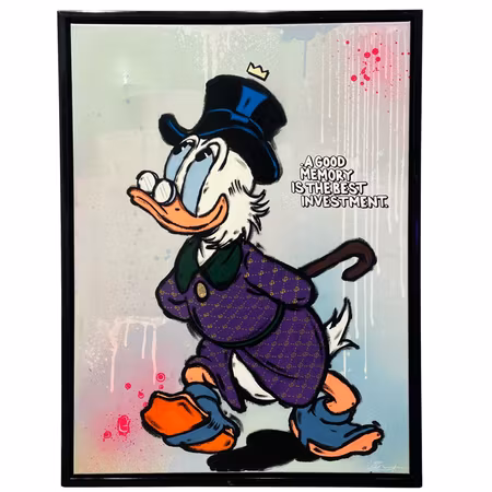 "The best investment", Blandteknik på duk av Mike Blomqvist, 64x84 cm