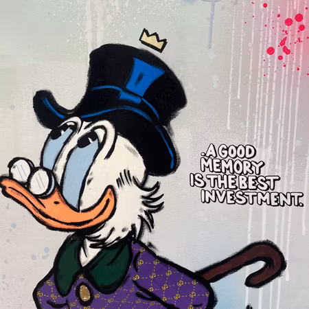 "The best investment", Blandteknik på duk av Mike Blomqvist, 64x84 cm