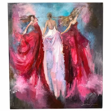 'Eld och ljus', Akryl på duk av Anna-Lena Johansson, 85x96 cm