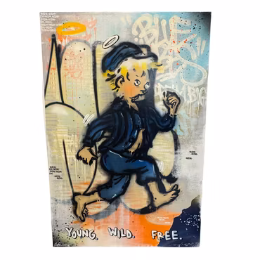 'Young, Wild & Free', Blandteknik på duk av Mike Blomqvist, 150x100 cm
