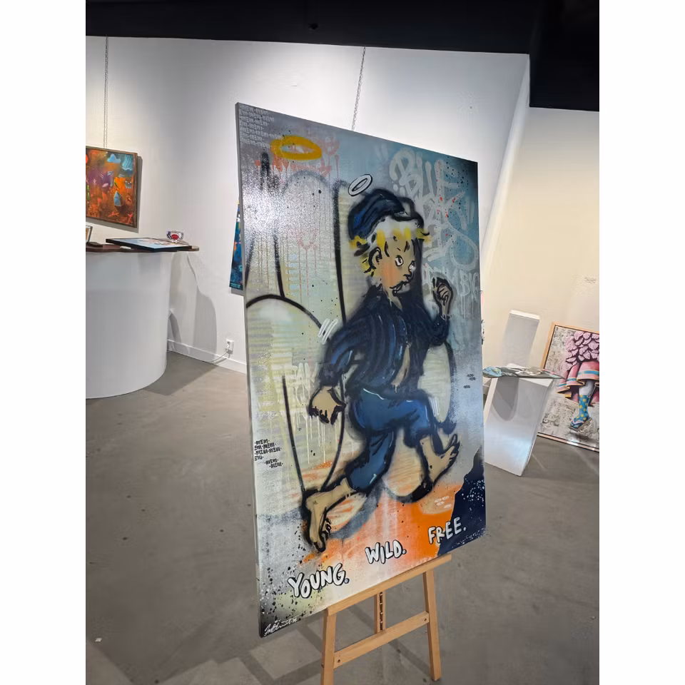 "Young, Wild & Free", Blandteknik på duk av Mike Blomqvist, 150x100 cm