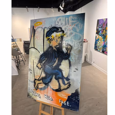 "Young, Wild & Free", Blandteknik på duk av Mike Blomqvist, 150x100 cm