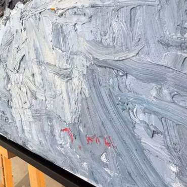 'Järntorget after Snow', Olja på duk av John Ma, 124x104 cm