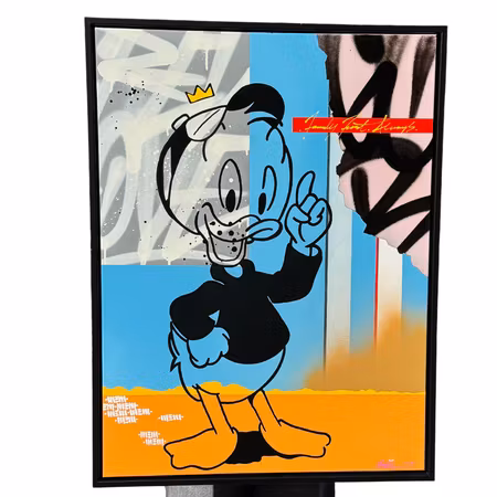 "Family First Always", Blandteknik på duk av Mike Blomqvist, 64x84 cm