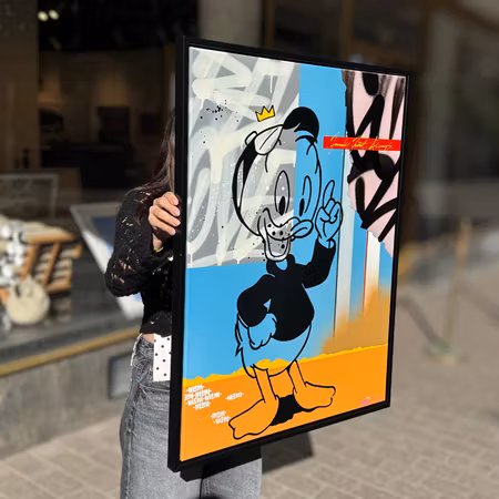 "Family First Always", Blandteknik på duk av Mike Blomqvist, 64x84 cm