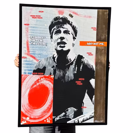 "Why not me", Blandteknik på duk av Mike Blomqvist, 64x84 cm