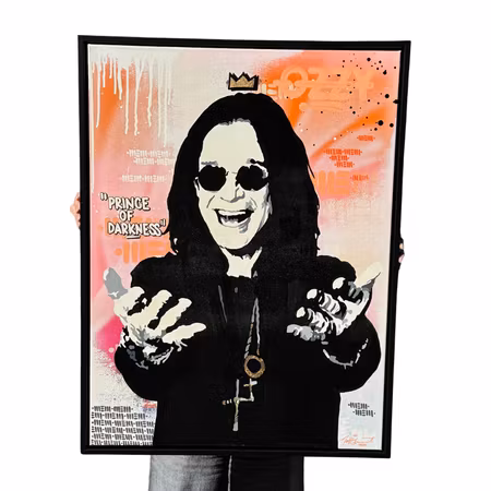 'Prince of Darkness', Blandteknik på duk av Mike Blomqvist, 64x84 cm