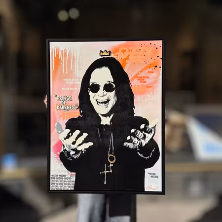 'Prince of Darkness', Blandteknik på duk av Mike Blomqvist, 64x84 cm