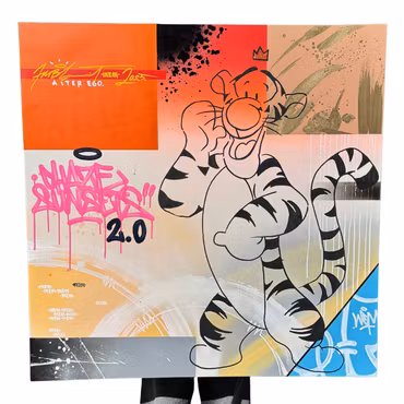 'Alter Ego', Blandteknik på duk av Mike Blomqvist, 100x100 cm