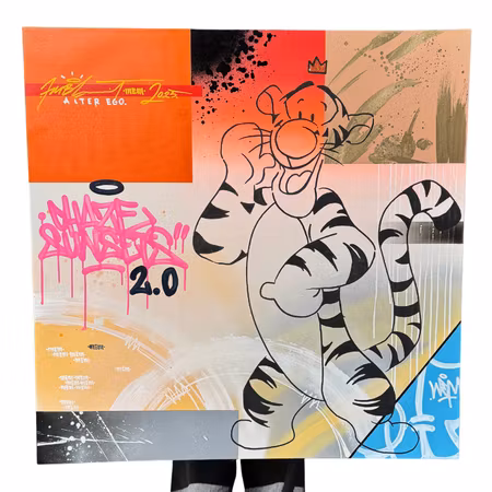 'Alter Ego', Blandteknik på duk av Mike Blomqvist, 100x100 cm