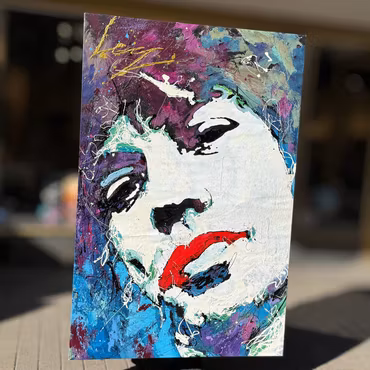 'Mick Jagger', Blandteknik på duk av David Partida, 196x130 cm