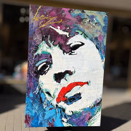 'Mick Jagger', Blandteknik på duk av David Partida, 196x130 cm