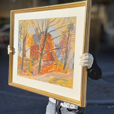 Gouache på papper av Isaac Grünevald, ca 1930–40-tal, 64x79 cm