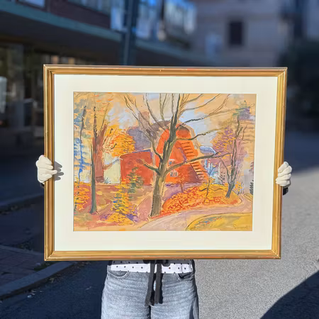 Gouache på papper av Isaac Grünevald, ca 1930–40-tal, 64x79 cm
