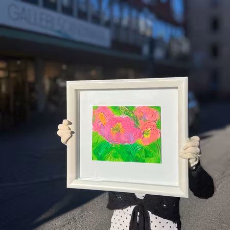 'Flowers of Joy', Akryl på rispapper av Walasse Ting, 44x40 cm