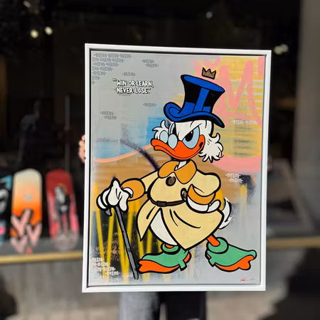 "Win or Learn", Blandteknik på duk av Mike Blomqvist, 64x84 cm