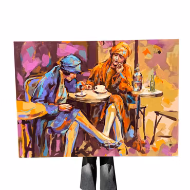 'Cafe Paris - Two Women', Akryl på duk av Alberto Ramirez LEG, 180x130 cm