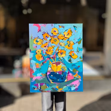 "Sunflower", Akryl på duk av Alberto Ramirez LEG, 70x90 cm