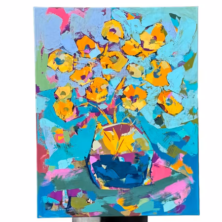 "Sunflower", Akryl på duk av Alberto Ramirez LEG, 70x90 cm